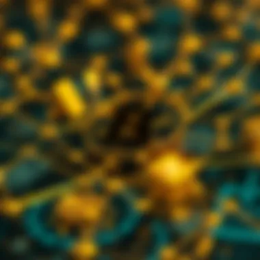 A futuristic concept of blockchain technology interconnected with gold elements.