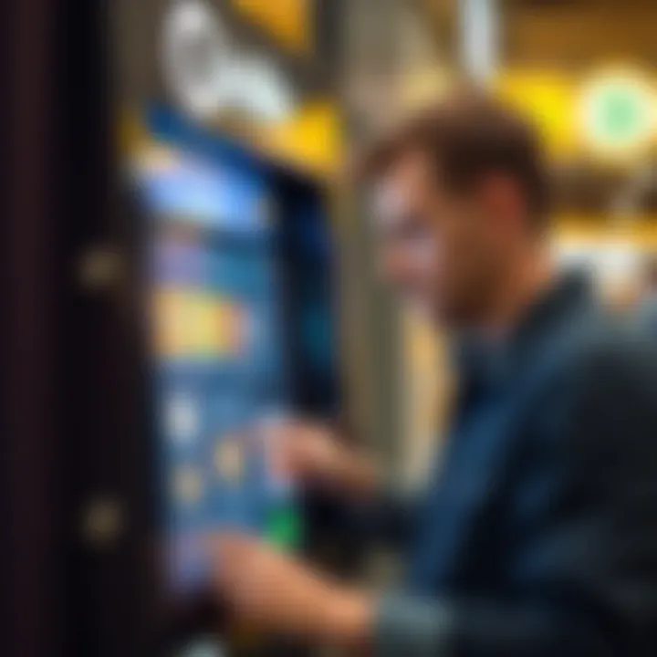 Close-up of a user interacting with a CoinMe machine