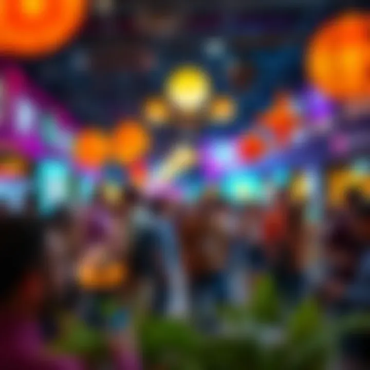 Community Engagement in NFT Ecosystems A vibrant community engagement scene illustrating interaction within NFT spaces