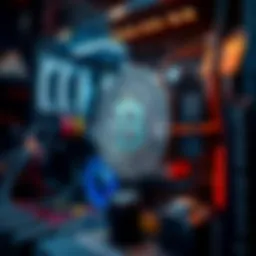 A complex Bitcoin mining rig showcasing advanced hardware components