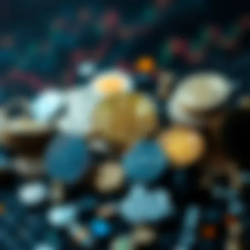 Diverse Cryptocurrencies Overview A digital representation of various cryptocurrencies