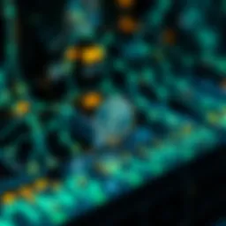 Illustration depicting the concept of cryptocurrency mining with a digital network background