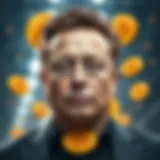 Elon Musk with Bitcoin symbols
