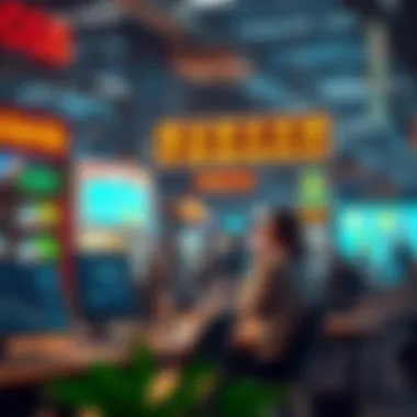 Digital Freelancing Landscape A vibrant digital marketplace showcasing various freelance opportunities.