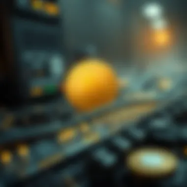 A conceptual image representing the blockchain technology behind coin mining