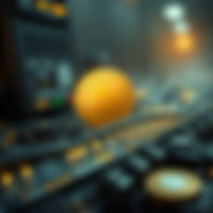 A conceptual image representing the blockchain technology behind coin mining