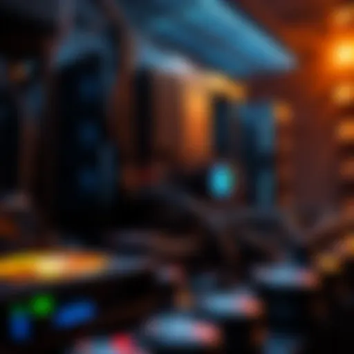 Advanced Cryptocurrency Mining Rig A modern cryptocurrency mining rig showcasing advanced technology