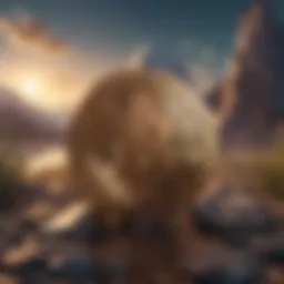 A virtual landscape showcasing cryptocurrency elements in a mixed reality environment.