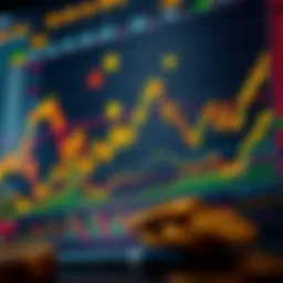 An intricate chart showcasing cryptocurrency market trends and price movements.
