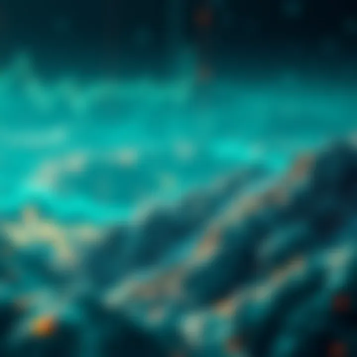 A digital landscape symbolizing the technological frameworks of cryptocurrency.