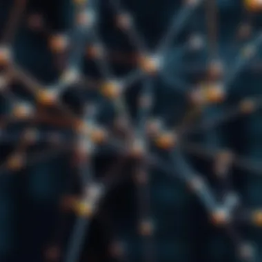 A visual representation of Shamir's Secret Sharing with interconnected nodes