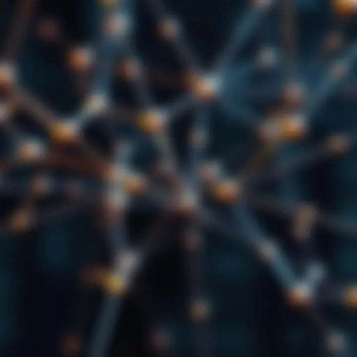 A visual representation of Shamir's Secret Sharing with interconnected nodes