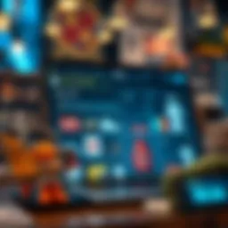 A dynamic online shopping interface showcasing digital products