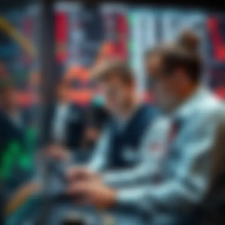 Illustration of traders analyzing cryptocurrency charts